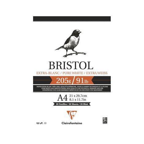 Blok techniczny Clairefontaine Biały Bristol A4/20/205g - 2